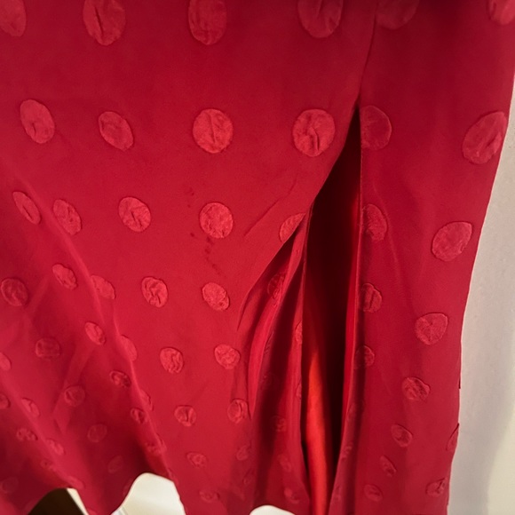 Saloni Women's Annie-B Dot-Jacquard Silk Midi-Dress - Red - Picture 4 of 7